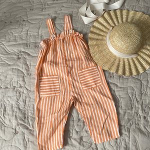 Zara peach stripe romper